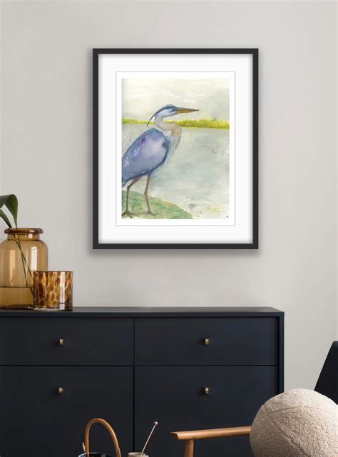 Blue Heron Artwork, Blue Heron Art Print, Blue Heron Painting, Blue ...