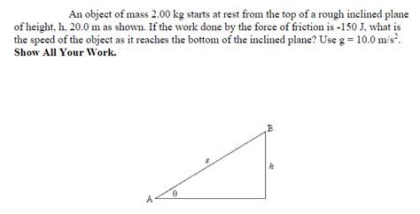 Solved An object of mass 2.00 kg starts at rest from the top | Chegg.com