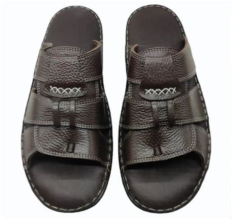 Men Brown Leather Daily Wear Slipper At Rs Pair Gents Leather