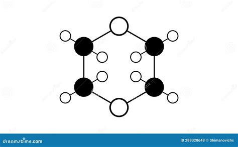 1 4 Dioxane Molecule 3d Rendering Flat Molecular Structure With