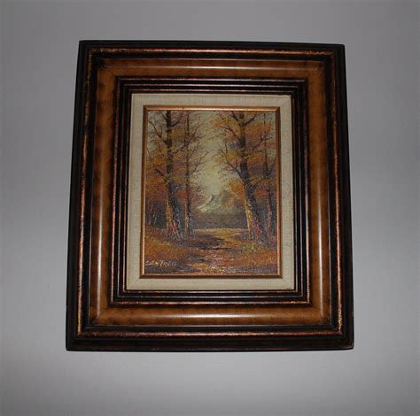 Rare Vintage Signed Cantrell Oil On Canvas Painting Autumn Landscape