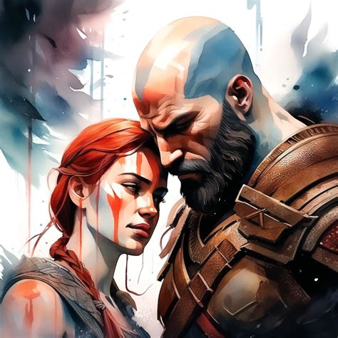 An emotional scene from God of War in watercolor: Kratos and... by ...