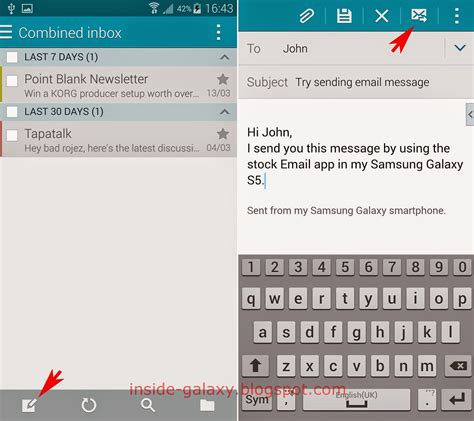 Inside Galaxy Samsung Galaxy S5 How To Send Email Messages Using The