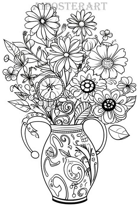 Coloring Pages Flowers In A Vase