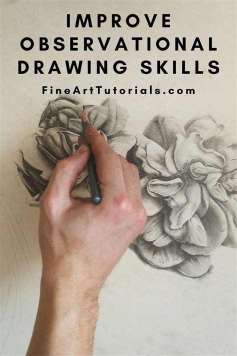 A Person Drawing Flowers On A Piece Of Paper With The Words Improve Observational Drawing Skills