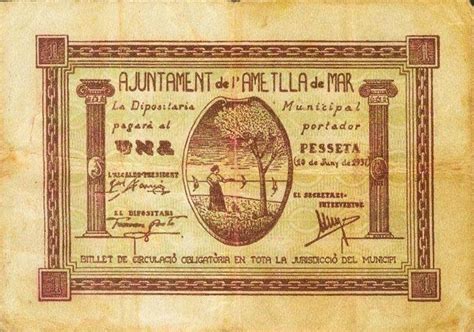 1 Peseta L Ametlla De Mar Spanish Notgeld Numista