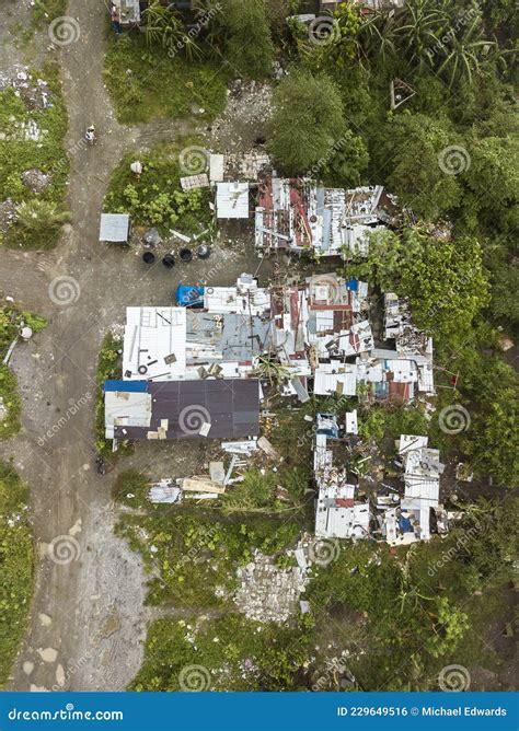 Top View Of A Squalid And Impoverished Squatter Area With Narrow