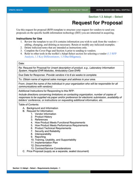 Request For Proposal In Word And Pdf Formats