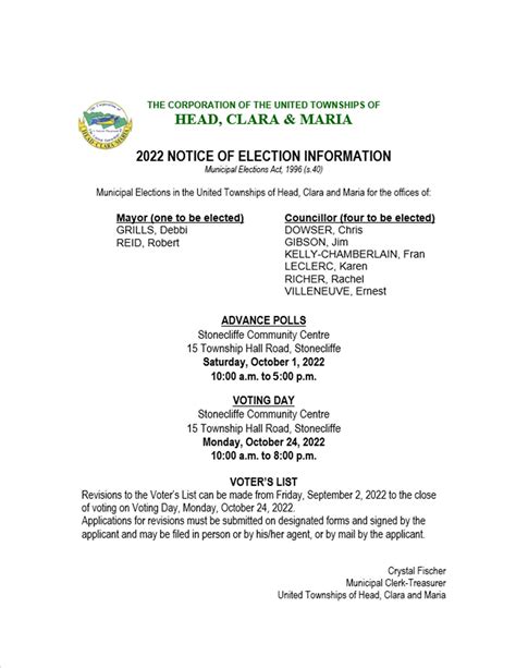 2022 Municipal Elections Departments The United Townships Of Head