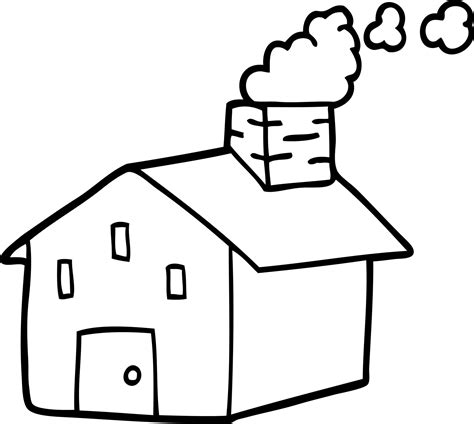 Line Drawing Cartoon House With Smoking Chimney 12172217 Vector Art At