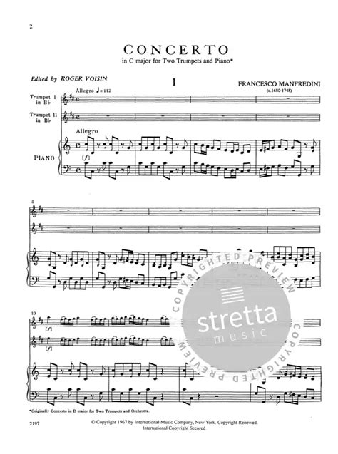 Concerto In Do Von Francesco Manfredini Im Stretta Noten Shop Kaufen