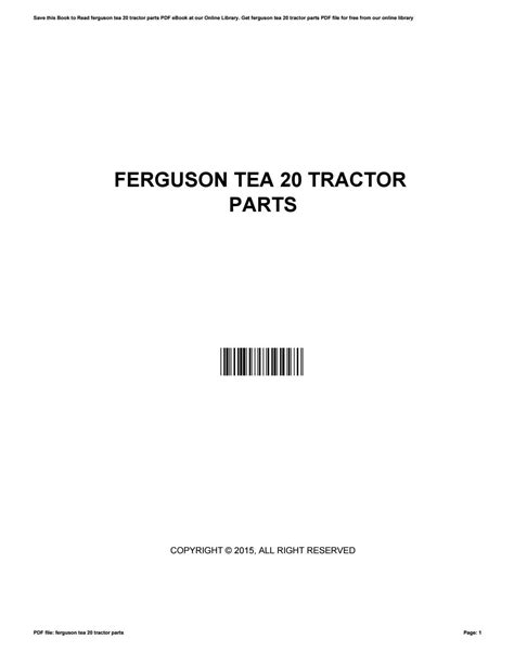 Ferguson Tea 20 Tractor Parts By Johnbean4535 Issuu