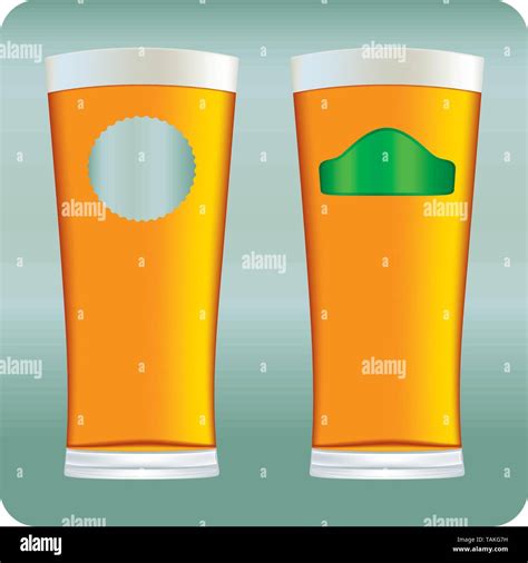 Beer Glasses Mug Full With Blond Beer And Foam Vector Illustration