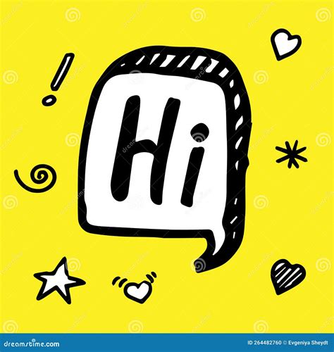 Yellow Hi Speech Bubble Icon Symbol Web Design Sticker Design Stock