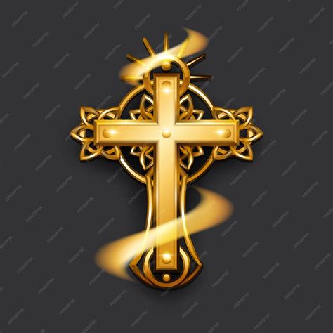 Premium Vector Realistic Gold Christian Cross Vector Illustration