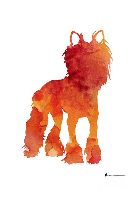 Chinese Crested Dog Silhouette Watercolor Art Print Painting Painting