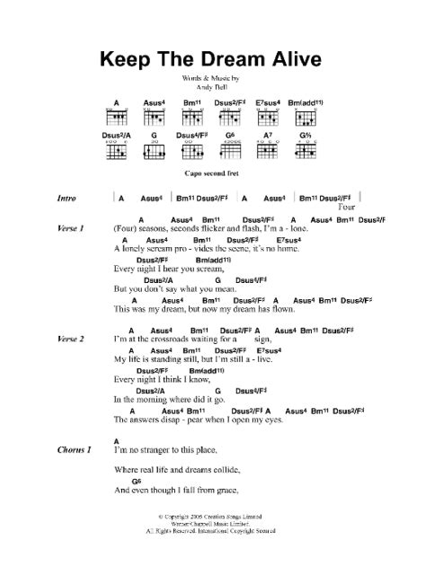 Keep The Dream Alive Guitar Chords Lyrics ZZounds