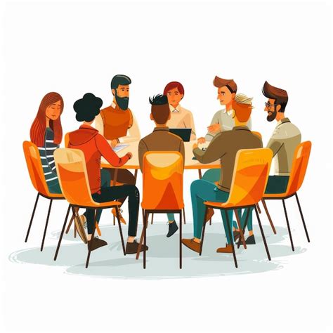 Premium Photo | Flat Illustration of Focus Group Discussion on White ...