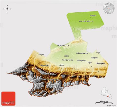 physical  map  republic  north ossetia alania cropped