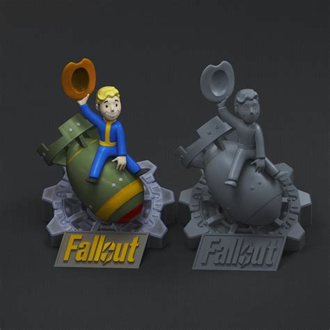 Archivo Stl Vault Boy Riding Nuke Fallout 👦 ・diseño De Impresión En