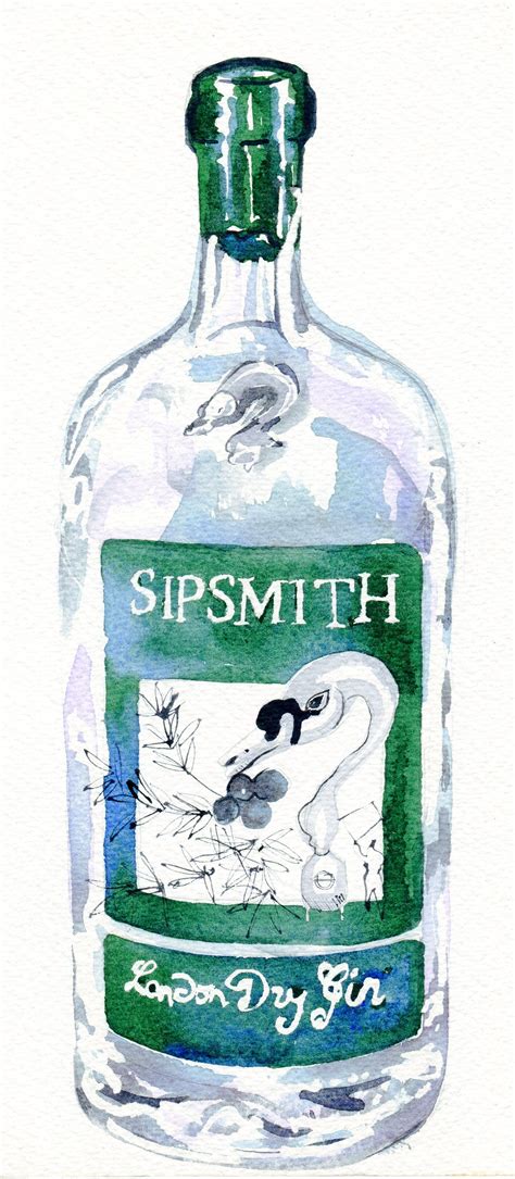 Watercolour Sipsmith Gin Watercolor Food Illustration Sipsmith Gin Sipsmith