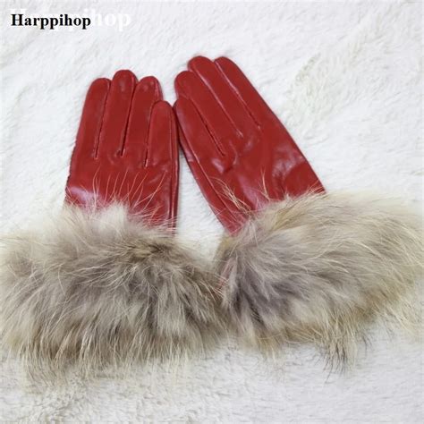 Женские зимние меховые перчатки из натуральной овечьей кожи, перчатки с ...