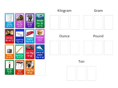 Units Of Weight Mass Group Sort