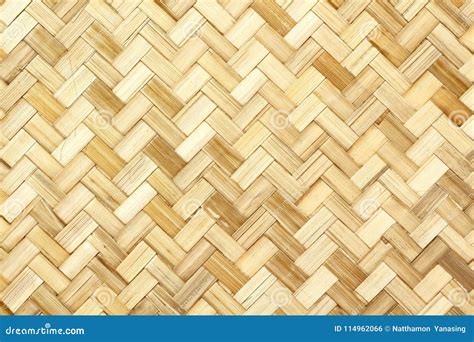 Old Bamboo Weaving Pattern Woven Rattan Mat Texture For Background