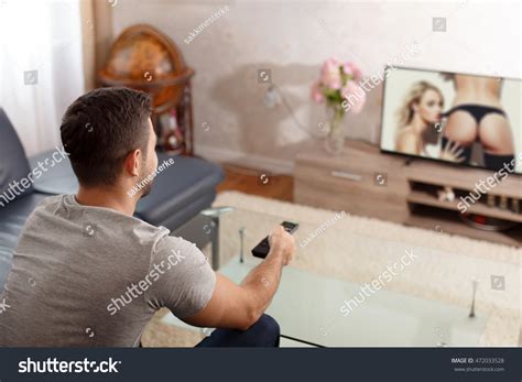 Man Watching Sex Movie Tv Adult Stock Photo Edit Now 472033528