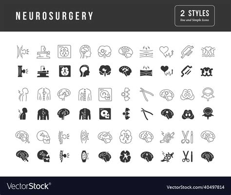 Set Of Simple Icons Of Neurosurgery Royalty Free Vector