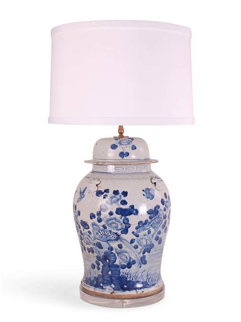 Blue And White Bird And Flower Ginger Jar Lamp Avala International Inc