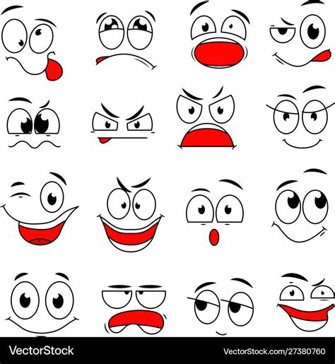 Cartoon face expression funny comic eyes Vector Image