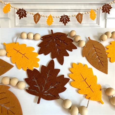 Fall Leaves Garland / Brown Autumn Colors Banner / Felt Leaves - Etsy