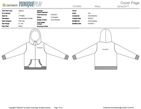 Hoodie Tech Pack Template Free