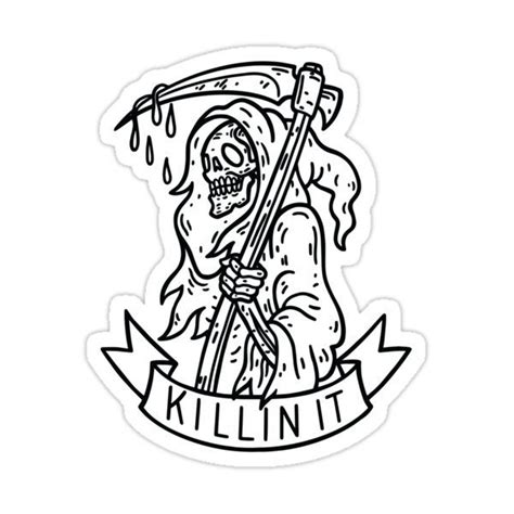 Killin It Reaper Sticker For Sale By Sevenrelics Tattoo Stencils