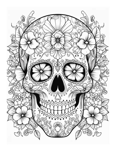 Free Printable Sugar Skull Symphony Sugar Skull Coloring Page For