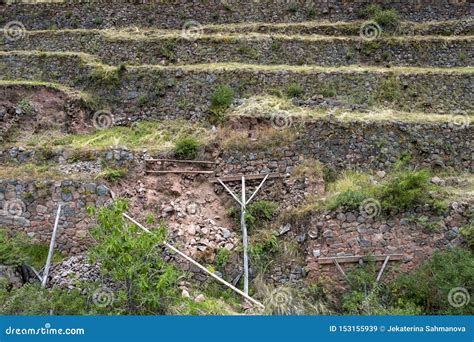 View At The Agriculture Inca Terraces Used For Plants Farming