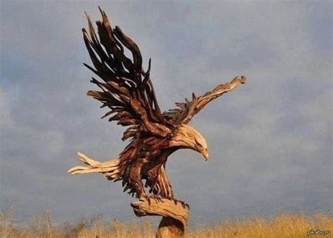 Орел, сделанный из дерева. | Пикабу