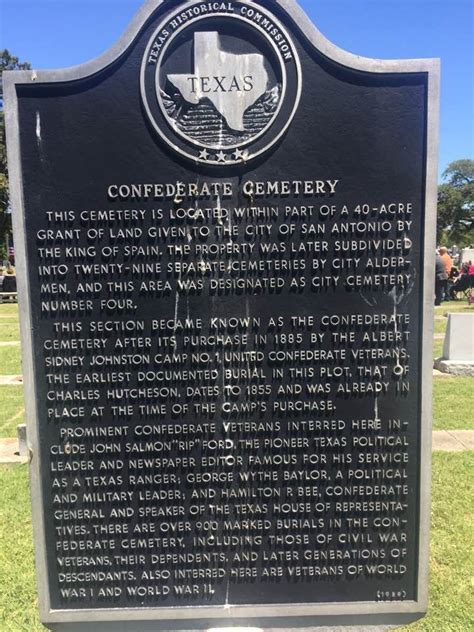 Texas Historical Marker Confederate Cemetery San Antonio Texas