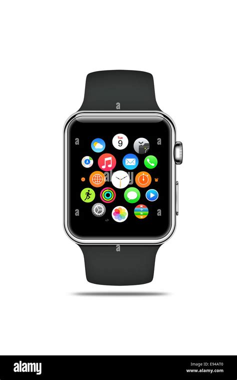 Apple Watch Sport Space Gray Band Displaying Icons Digitally