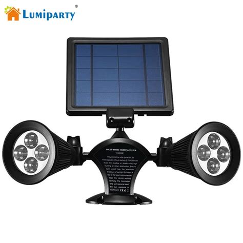 Solar Lights Outdoor Waterproof Double Spotlights Wireless Solar Power ...