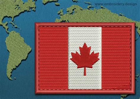 Canada Rectangle Flag Embroidery Design With A Colour Coded Border