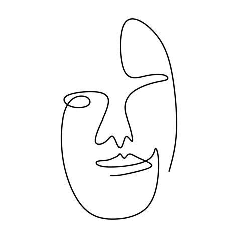 One Continuous Line Drawing Of Abstract Face Of Human Modern