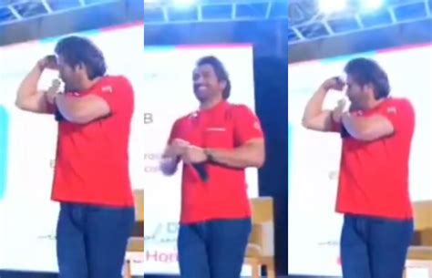 WATCH- MS Dhoni flexes biceps to show his amazing fitness at the age of 42