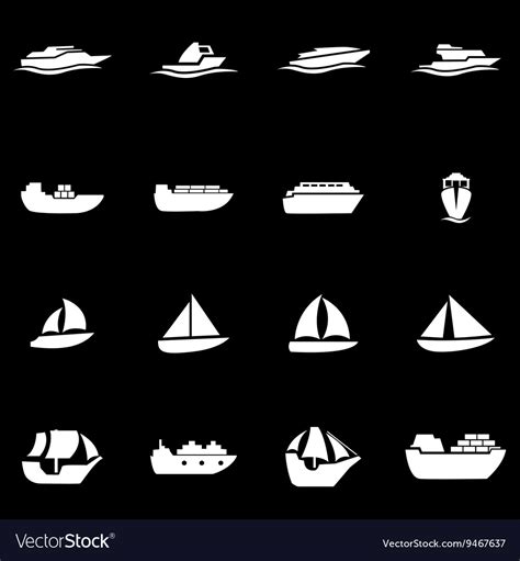 White Ship And Boat Icon Set Royalty Free Vector Image