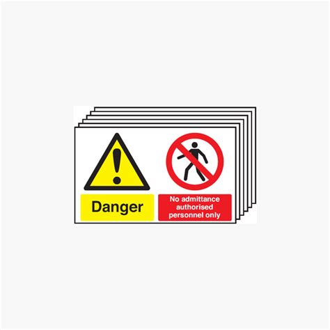 X Mm Danger No Admittance Authorised Multipack Self Adhesive