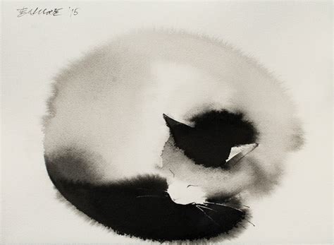 Ethereal Watercolor And Black Ink Cats That Fade Into The Canvas By