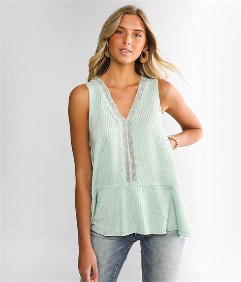 Daytrip Raw Edge Ribbed Tank Top Women S Tank Tops In Mint Buckle