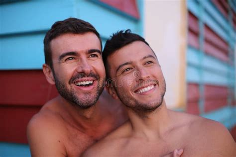 Beautiful Gay Couple At The Beach Stock Image Image Of Friends