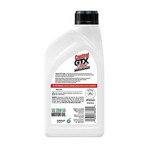 Castrol GTX Classic 20W 50 Conventional Motor Oil 1 Quart Pack Of 6